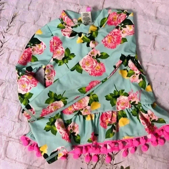 Betsey Johnson Floral Kids Swim Top - Picture 1 of 6